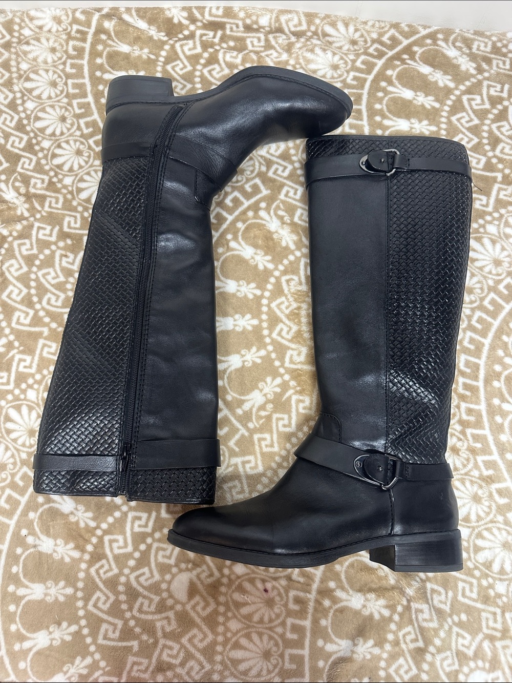 ANTONIO MELANI Black Leather Tall Riding Boots